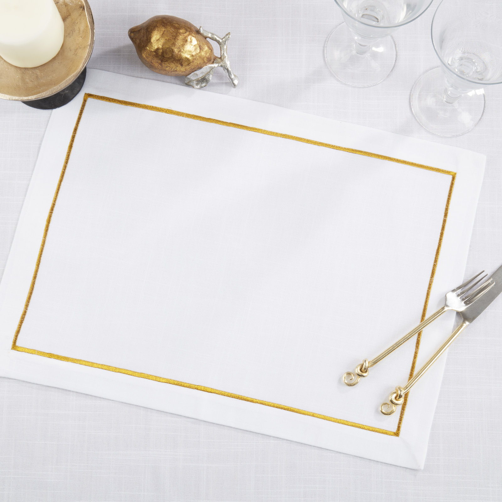 Embroidered Placemat, Gold