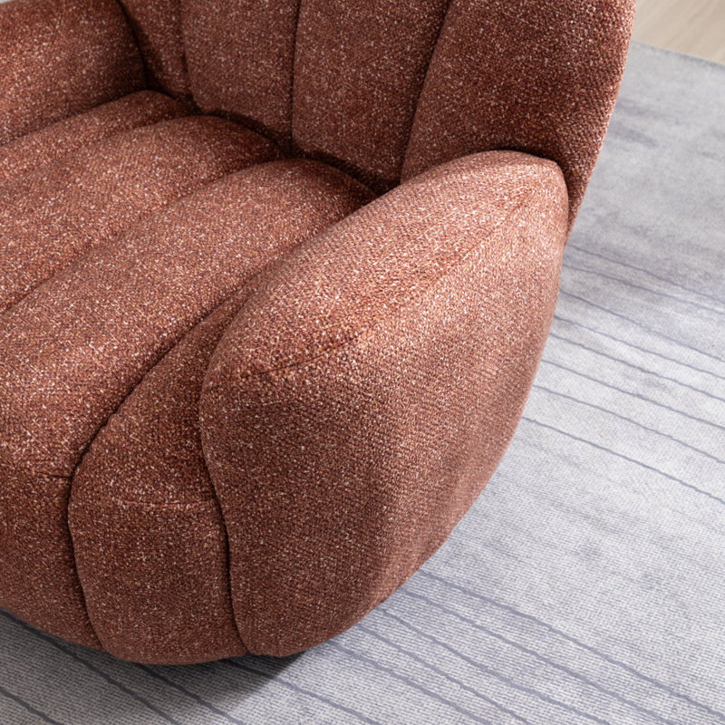 Broderic Petal Tufted Swivel Armchair, Orange