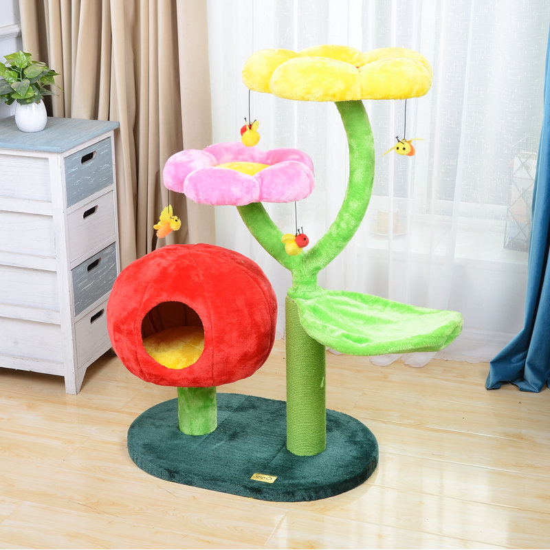 Catry 39.5" Floral Cat Tree with Hammock and Condo