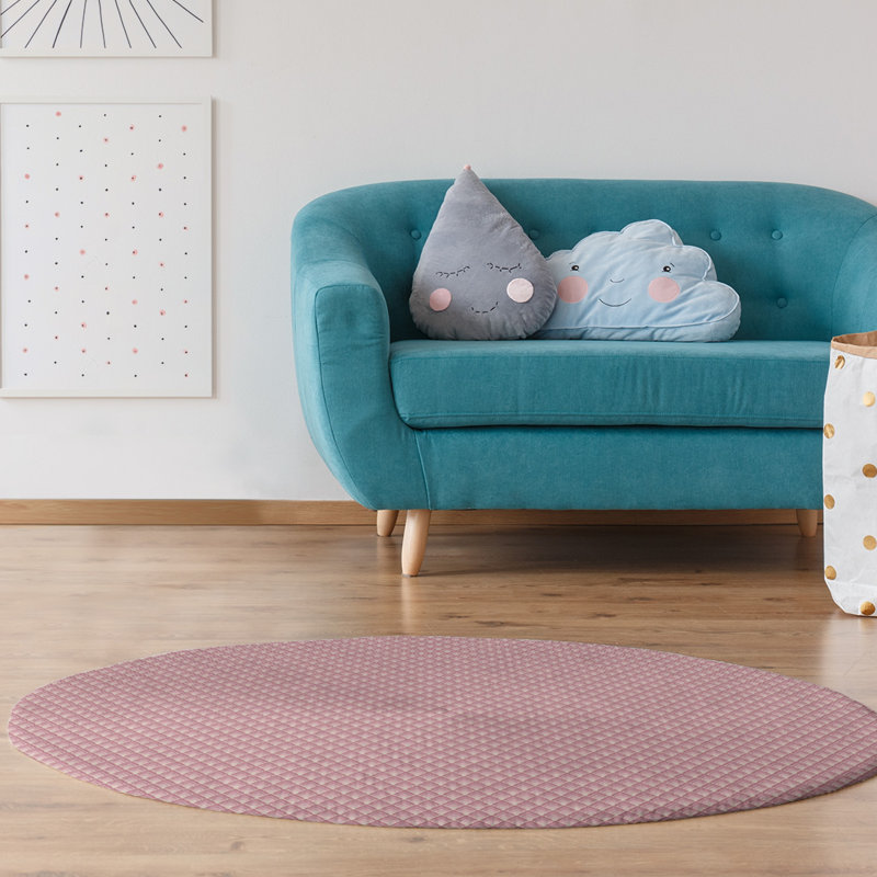 Chenille Geometric Indoor Rug, Round 5'