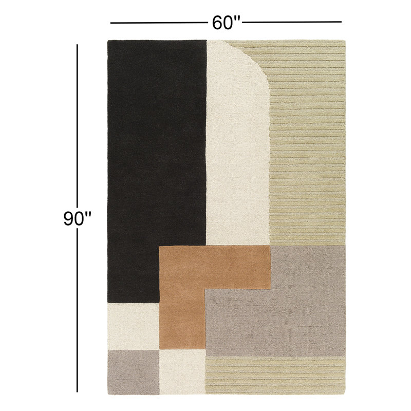 Mora Geometric Hand-Tufted Wool Area Rug, Rectangle 5' x 7'6"