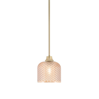 Stem Hung Pendant Shown In New Age Brass Finish With 6" Amber Textured Glass Shade