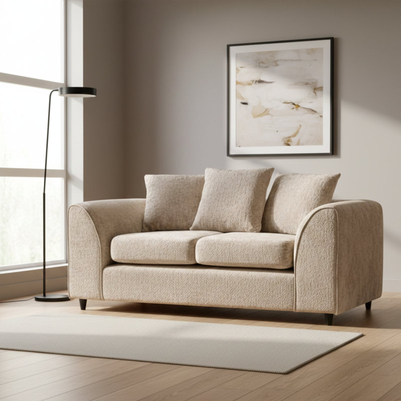 2 Seater Chenille Sofa, Beige