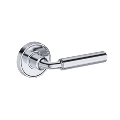 La Conner Passage Lever with Recessed Round Rose in Polished Chrome