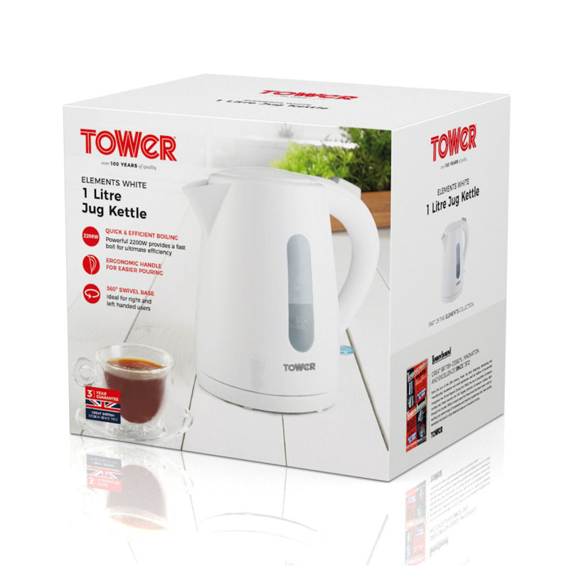 Tower Infinity Rapid Boil Jug Kettle with Boil Dry Protection, Automatic Shut Off, Removable Washable Filter, 3000 W, 1.7 Litre, Polished Stainless Steel T10015P