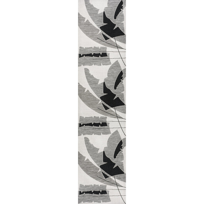 Tapis intérieur / extérieur gris / crème Correlly, Tapis de couloir 2 pi x 7 pi 10 po