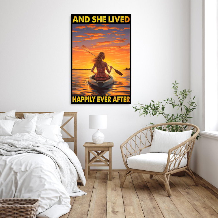 Trinx Kayaking And She Lived Happily - 1 Piece Rectangle Kayaking And She  Lived Happily On Canvas Print