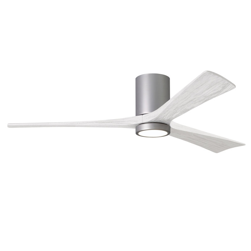 Olivier à 3 pales DEL standard avec ventilateur de plafond et ensemble d'éclairage inclus, Nickel brossé, Blanc mat, 60"