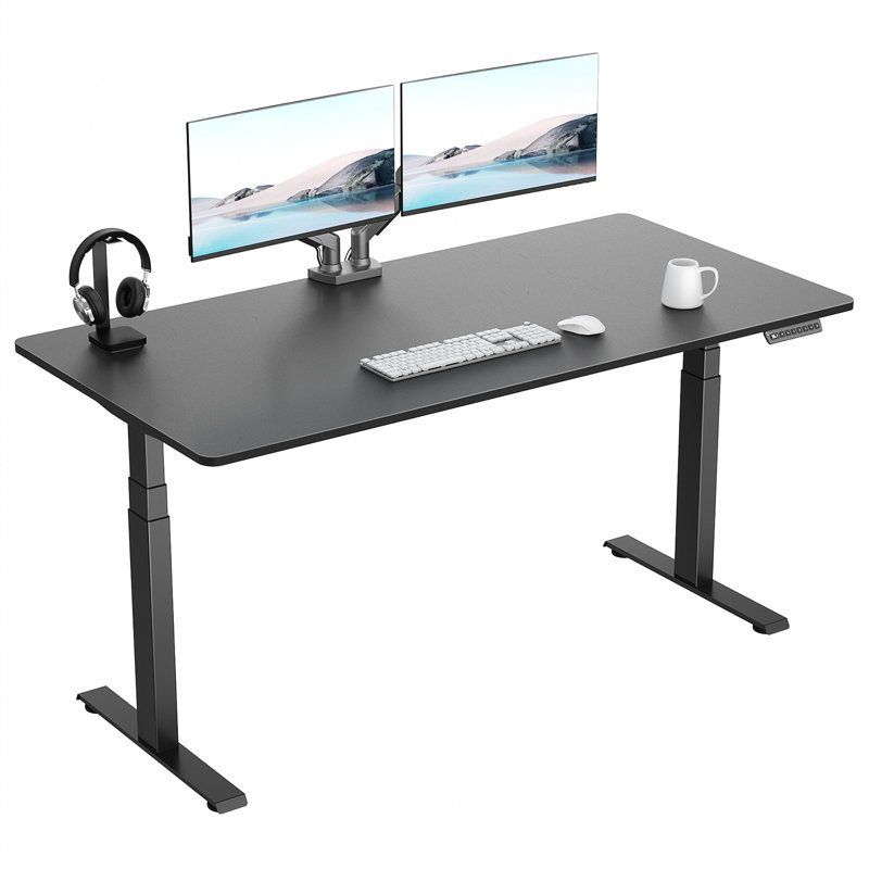  Bureau debout de qualité supérieure, H 49,3 po x l 59 po x P 30 po, Noir, Noir