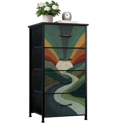 Commode pour chambre à coucher avec 4 tiroirs de rangement Boho Vintage