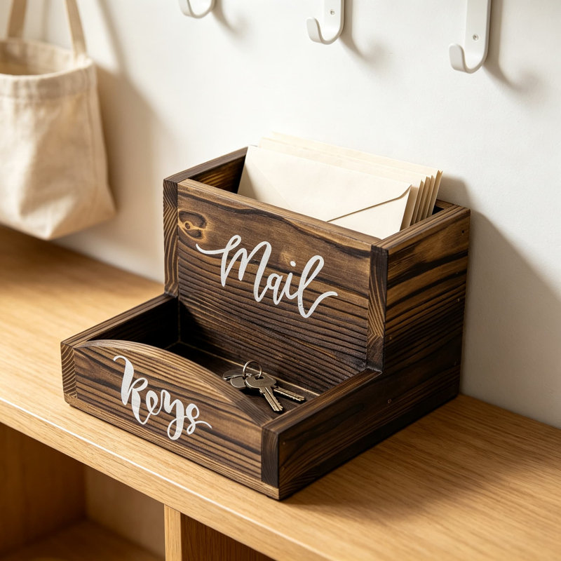 Porte-courrier Rustic Burnt, 5.35" H x 7.87" W x 8.35" D, Brown