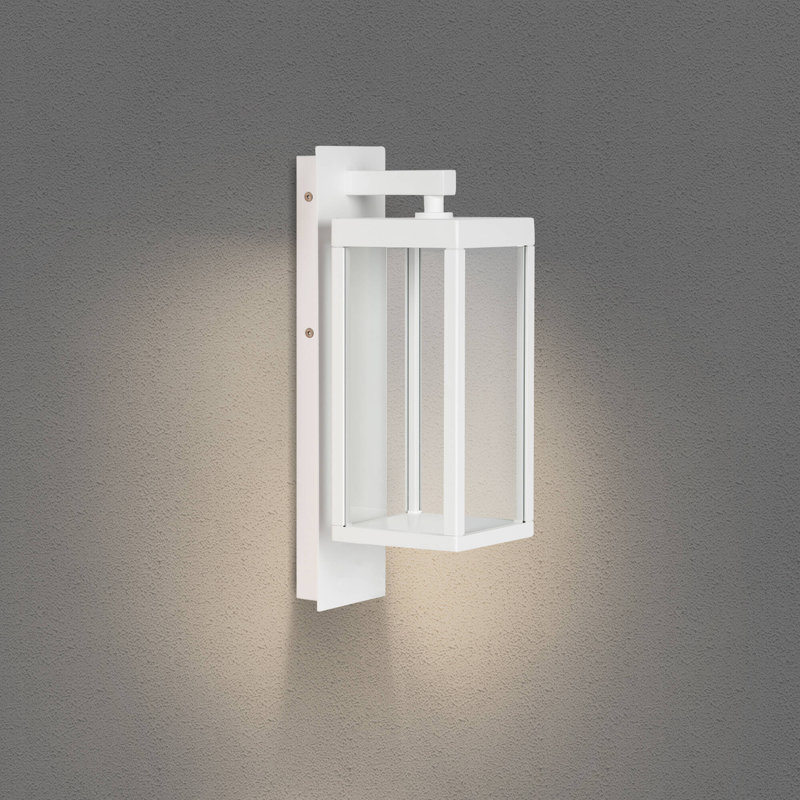 Applique murale d'extérieur avec abat-jour en aluminium et abat-jour en verre de style moderne, Blanc