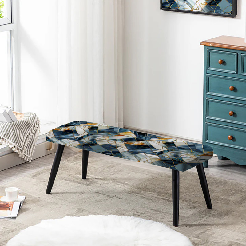 Eboh - Marble Upholstered Black Bench
