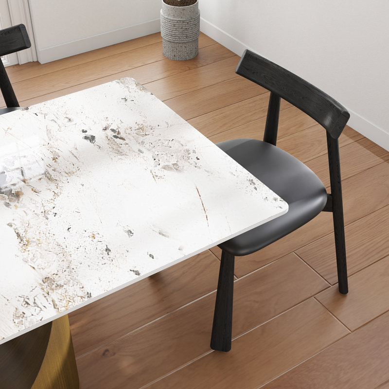 Ensemble de table de salle à manger 7 pièces 7 pièces avec 6 chaises en similicuir, Noir, noir, noir, noir, Doré, Pandora