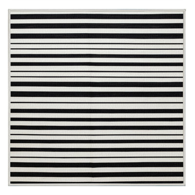 Washable White Black Striped Area Rug