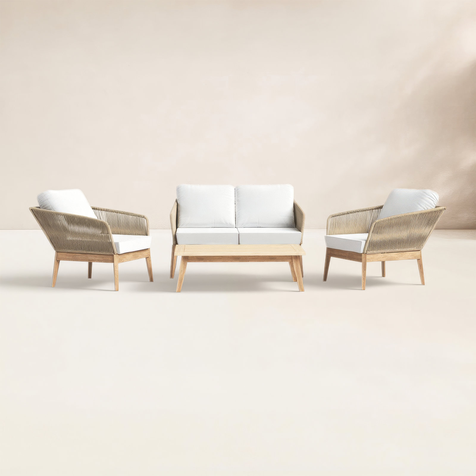 Bowery 4-Person Acacia Patio Seating Group, Beige