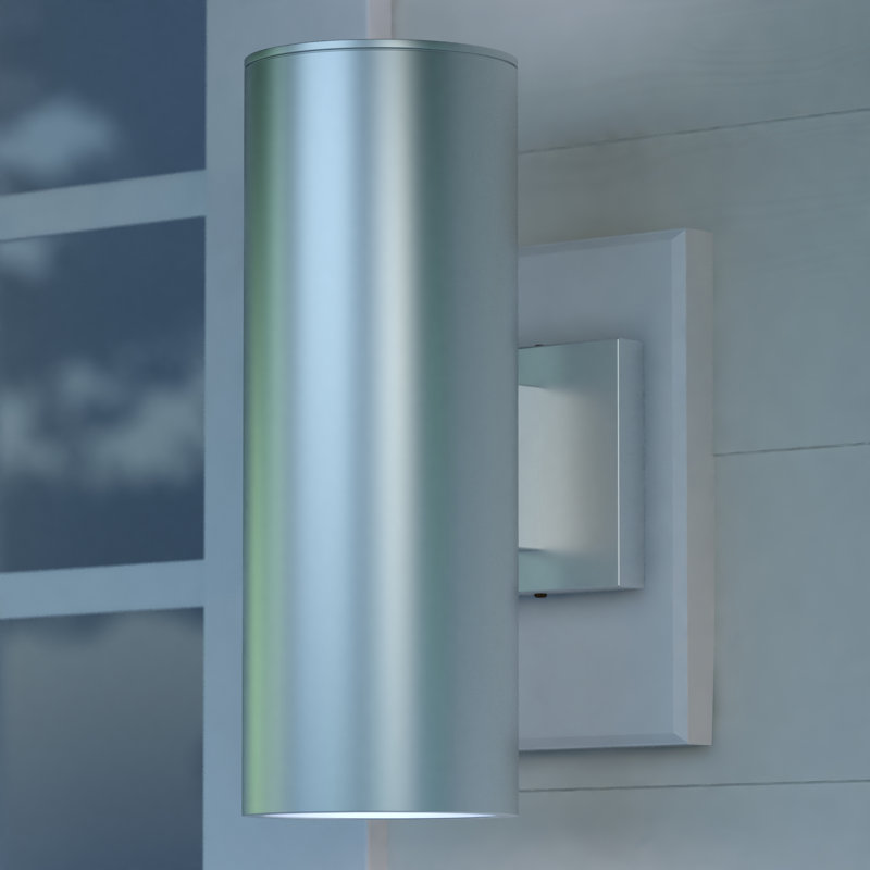 Edith Aluminum Outdoor Armed Sconce, Satin Aluminum, 14.25" H x 5" W x 8" D, Up/Down