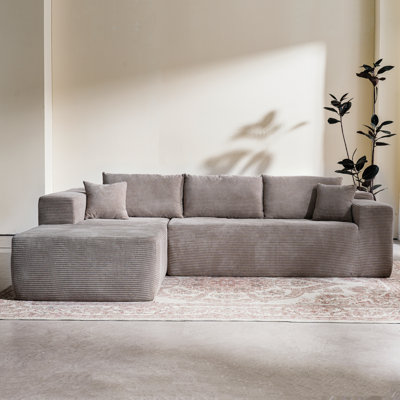 Boneless No Assembly Required Compression Packed 2 - Piece Corduroy Sofa
