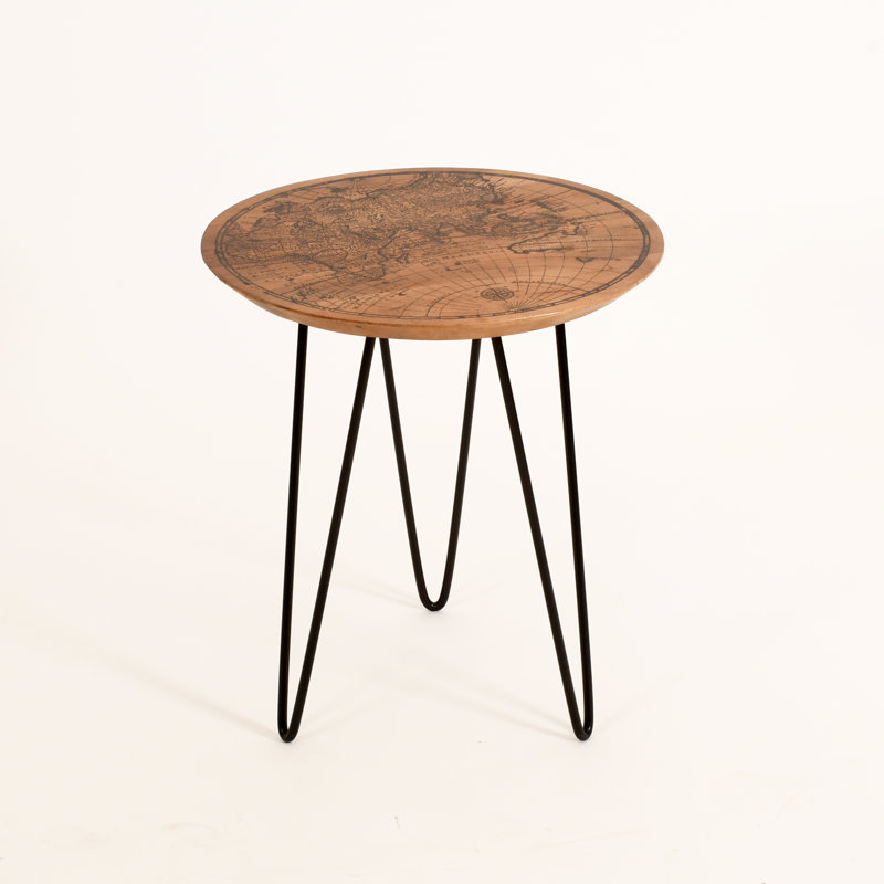 Table de bout à 3 pieds en bois massif