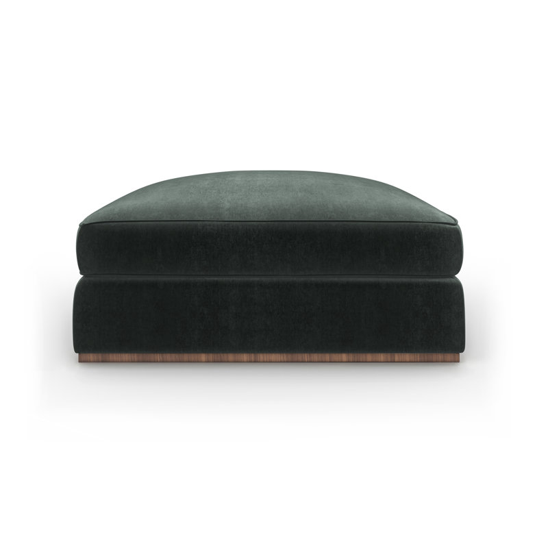 Caracole Square Ottoman, Green Polyester