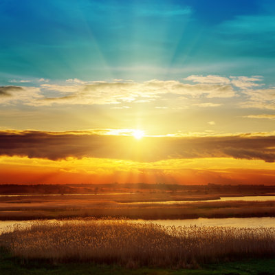 Ghazi River and Sunset 1 Piece Wrapped Canvas Wall Art