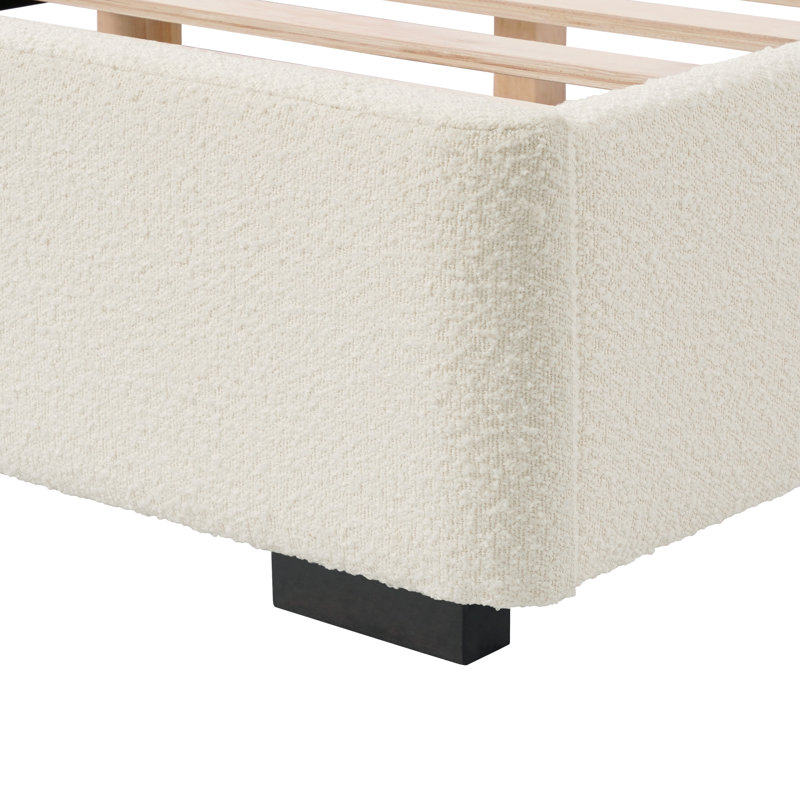 Reigen Boucle Platform Bed, Queen, White