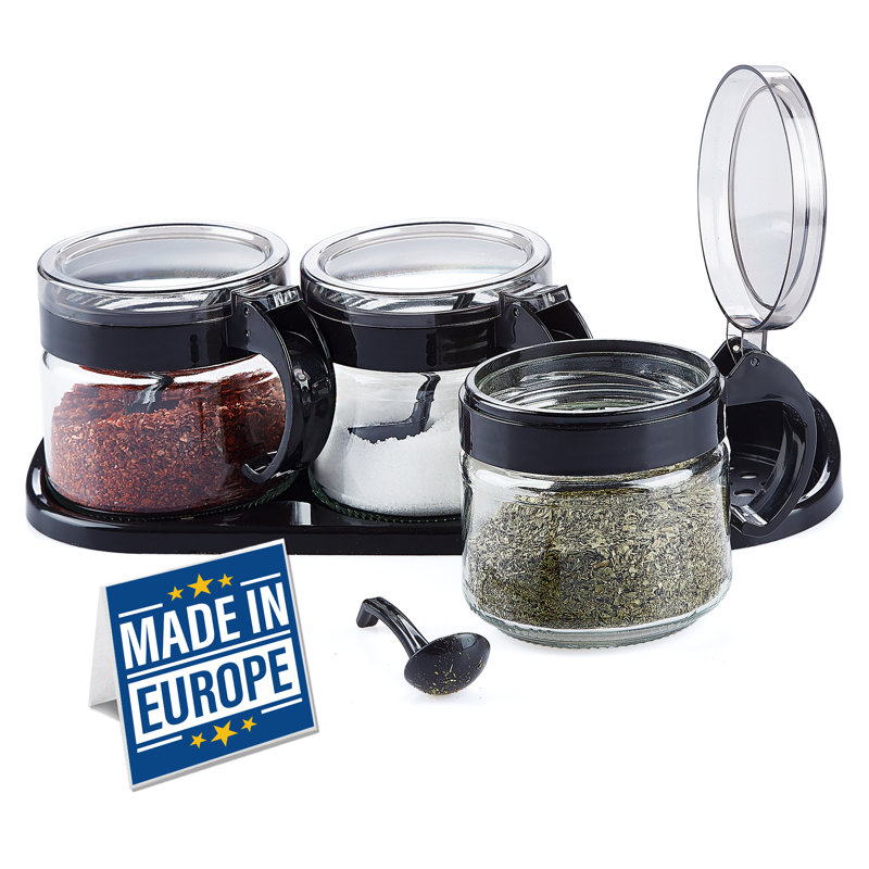 Ensemble de 3 pots à épices Crystalia, Noir