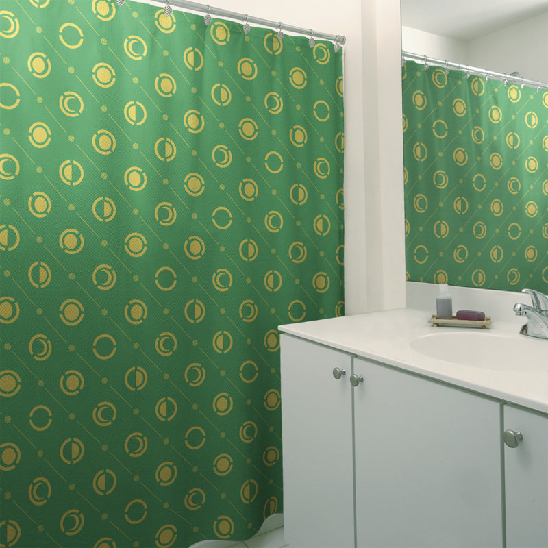 Rideau de douche à phases simples classic moon Noira Gothard, Vert / Jaune
