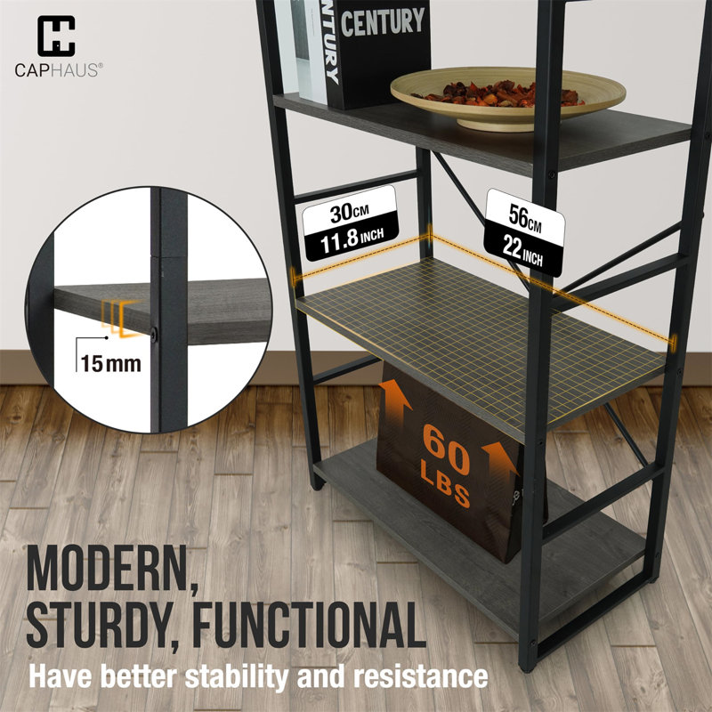 Modern 3-Tier Bookcase - Scratch Resistant Metal And Wooden Shelf For Living Room