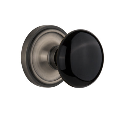 Classic Rosette with Black Porcelain Door Knob