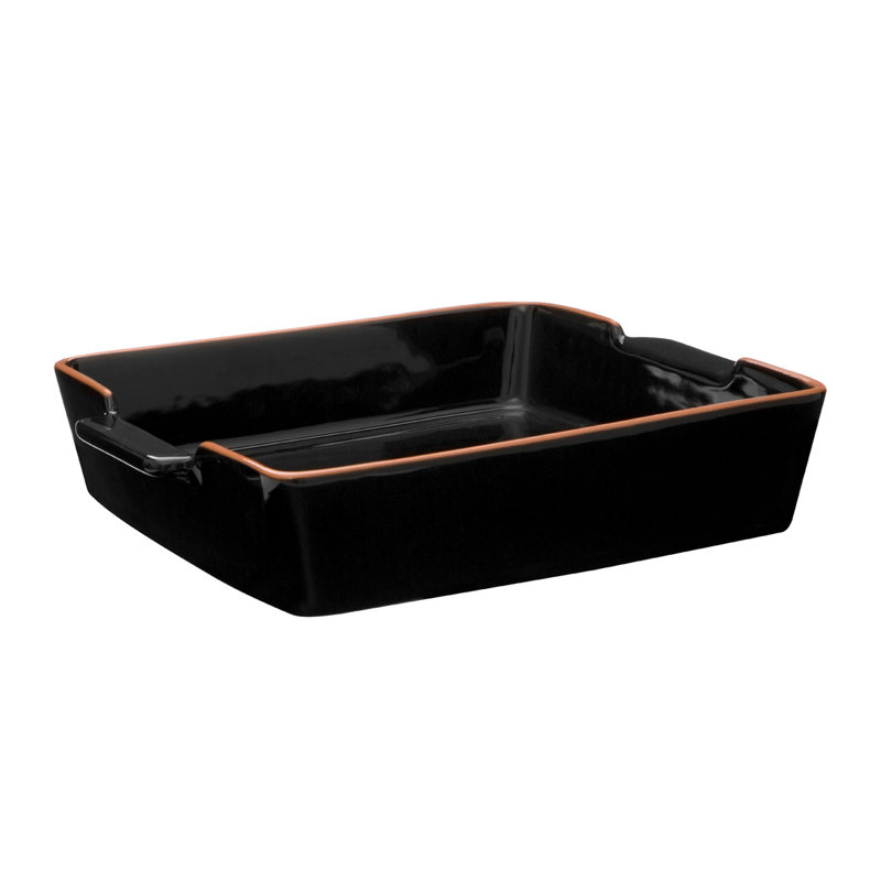 Symple Stuff Calisto Square Stoneware Baker Bakeware, Black, 7cm H x 28cm W x 25cm D