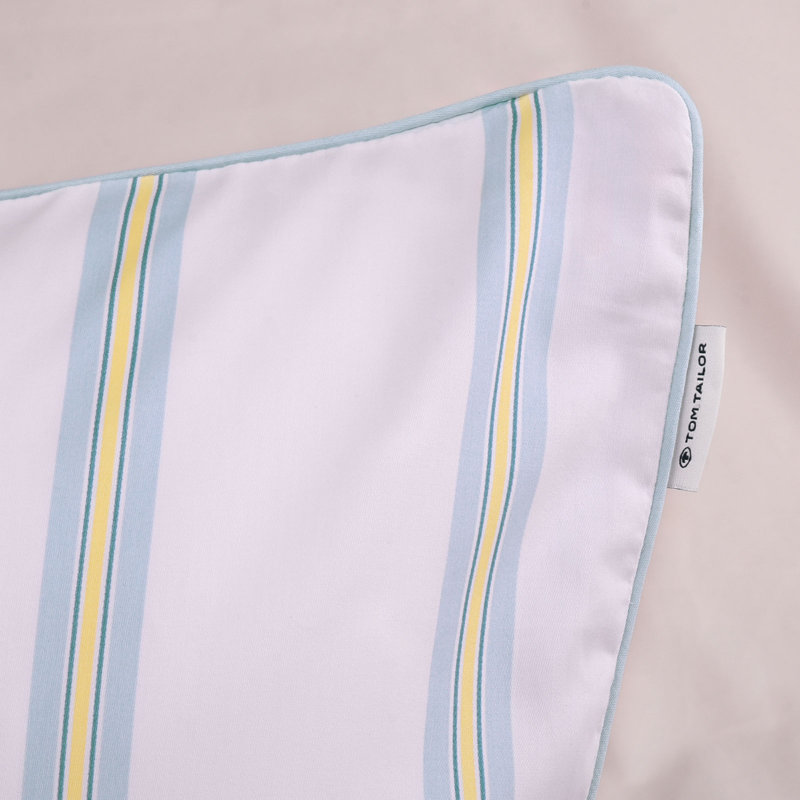 CLASSIC SATIN STRIPES Bedding, Light Lemon/Sky Blue, 135 x 200 cm  - 1 Pillowcase (80 x 80 cm)