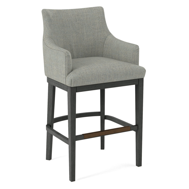 Upholstered Stool, Salvador Asphalt, Black