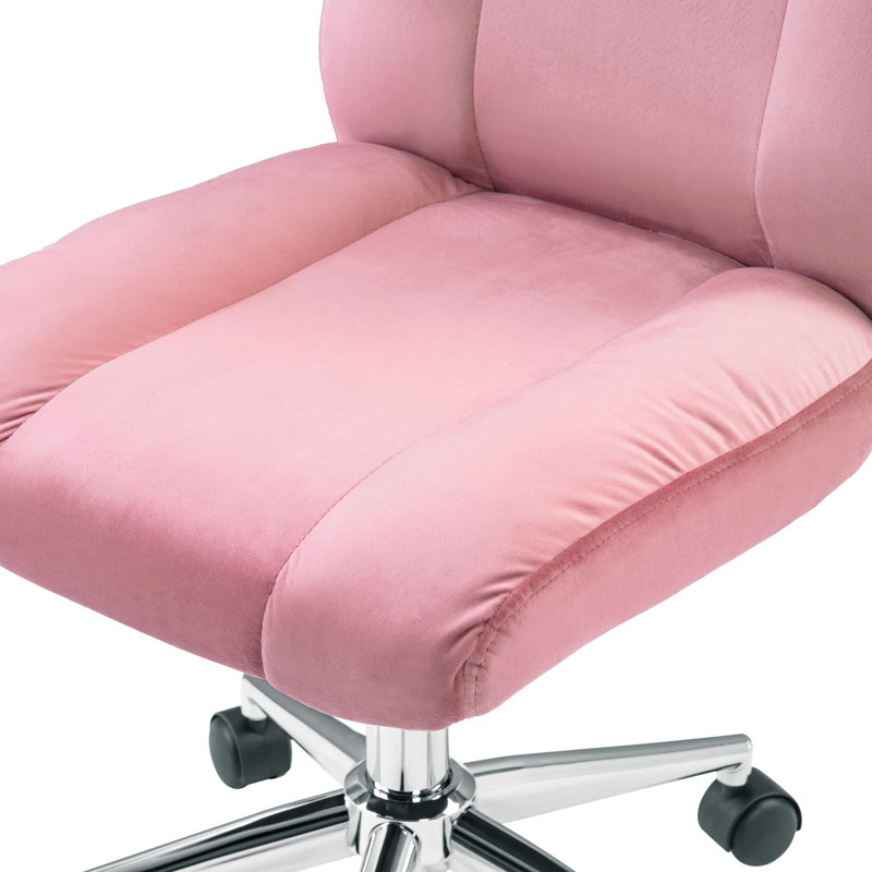 Ebern Designs Karola Velvet Office Chair, Pink
