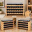 four-layer bamboo wood combinable wine display rack stackable holds thirty-six wine bottles