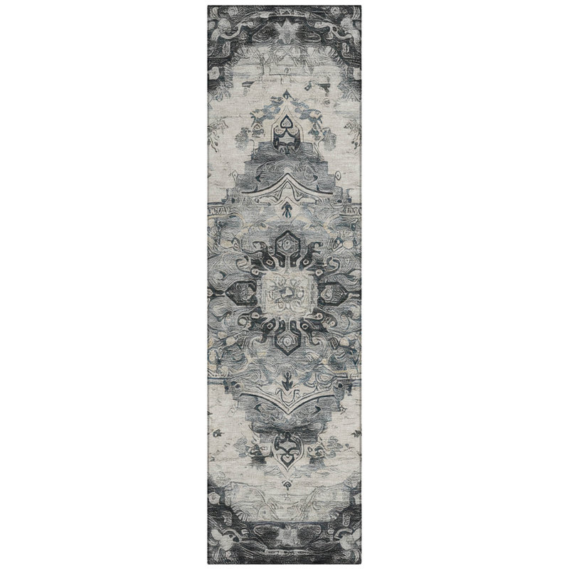 Machine Washable Indoor/Outdoor Chantille ACN2875 Global Rug, Gray, 2'3" x 7'6" Runner