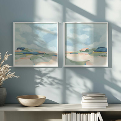 Serene Seaside Pastels Set of 2 Canvas Prints in a Frame