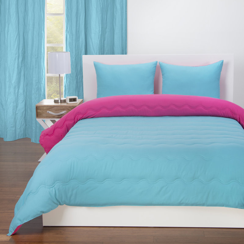 Lil Sis Reversible Comforters Modern & Contemporary No Comforter, Full/Double Comforter + 2 Standard Shams, Turquoise