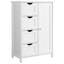 Armoire de rangement blanche pour salle de bain, armoire de plancher avec tablette réglable et tiroirs