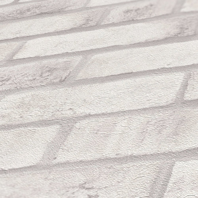 Rouleau de papier peint effet brique patiné Bricks and More Collection, Blanc