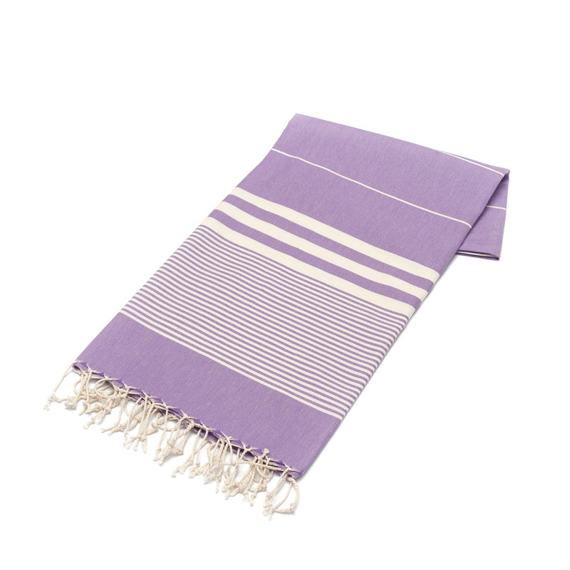 Cotton Ultra Light Beach Towel, Purple/Beige