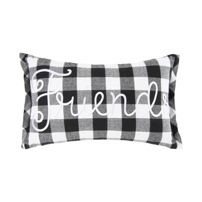 Checkered Friend Embroidered Throw Pillow