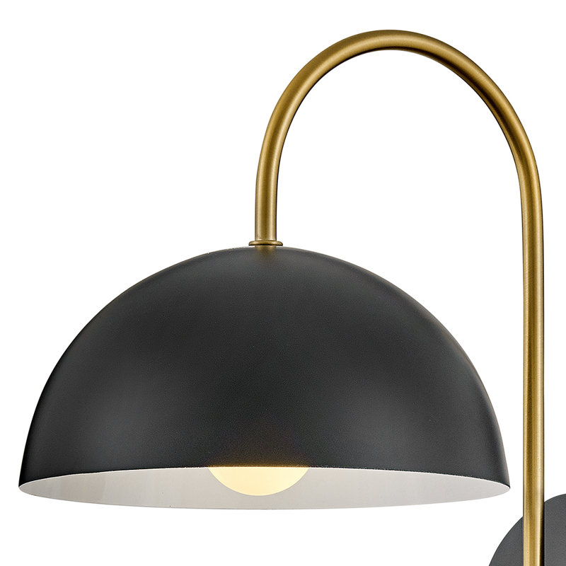 Single Light Modern Wall Sconce w/ On/Off Switch, Black/Brass, Black