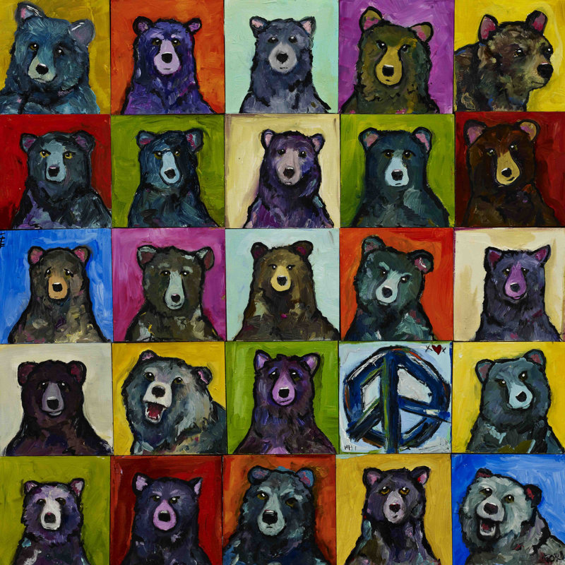 Chicago Bears Animal Canvas Print in Blue and Orange, 50" x 50"
