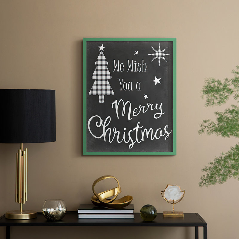 We Wish Framed Print - Solid Wood, 11'' H x 9'' W, Green