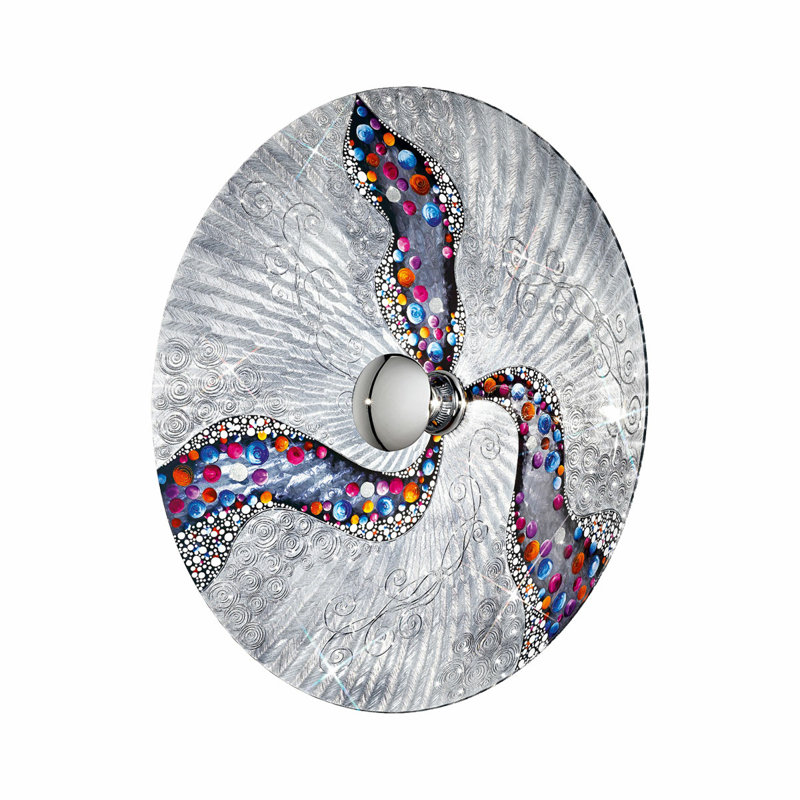 Luna 1 - Light Dimmable Flush Mount, 20cm H x 54cm W x 54cm D, Chrome silver