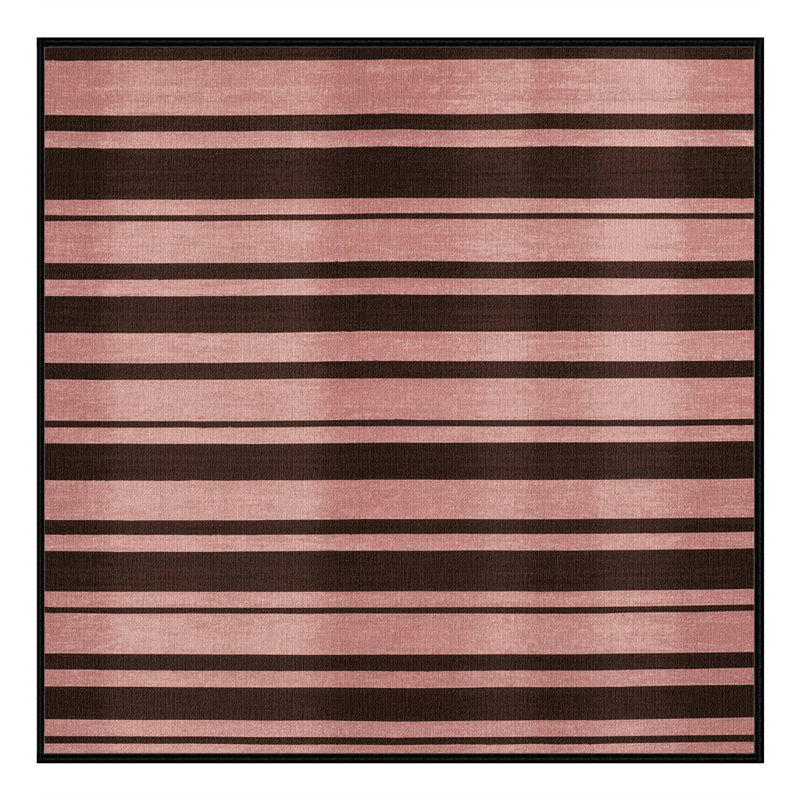Tapis noir à rayures horizontales lavable à la machine, Carré 5 pi