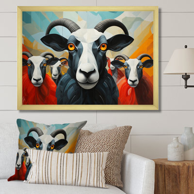 «Colorful Colorful Colorful Sheep Abstracted Flock», reproduction d'art sur toile