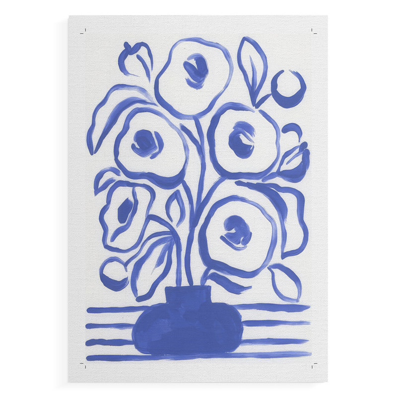 Fleurs bleues brossées I - impression sur toile seulement - NON-CADRE, H 60 po x l 40 po