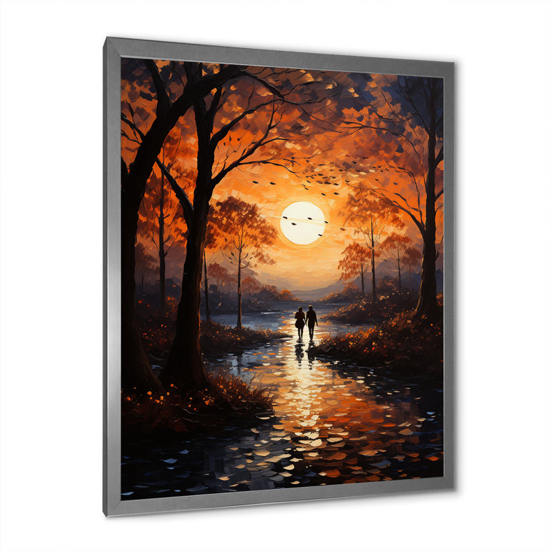 Paysage romantique coucher de soleil Serenade I, Cadre photo argenté, H 40 po x l 30 po x P 1,5 po